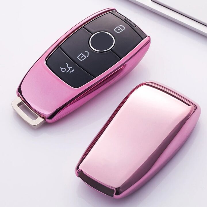 Pokrowiec na kluczyk do Mercedes keyless różowy