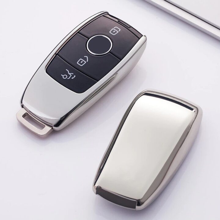 Pokrowiec na kluczyk do Mercedes keyless srebrny
